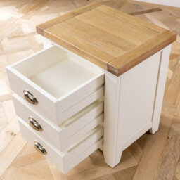 The Furniture Market Cheshire Cream Painted 3 Drawer Bedside Table With Limed Oak Top, Stylish Chrome Handles, Traditional Quality, Bedroom Storage - thumbnail 6