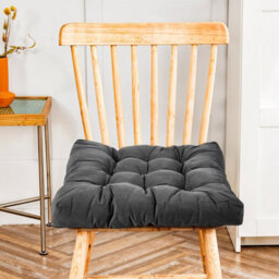 Living And Home Supportive And Comfortable Corduroy Chair Cushion Seat Pad Tatami Cushion Indoor And Outdoor 55Cm W X 55Cm D X 5Cm H Dark Grey - thumbnail 2