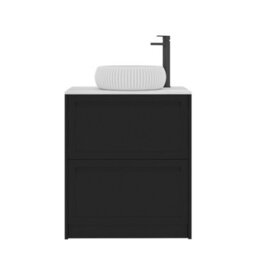Royal Bathrooms Royal Bathroom Elmore 700mm Matt Nocturne Black Freestanding Countertop Bathroom Vanity Unit 2 Drawer With Milan Basin - thumbnail 7