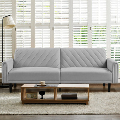 Yaheetech 3 Seater Convertible Sofa Bed For Limited Space- Light Grey - image 1
