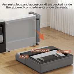 Yaheetech 3 Seater Convertible Sofa Bed For Limited Space- Light Grey - thumbnail 9