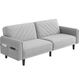 Yaheetech 3 Seater Convertible Sofa Bed For Limited Space- Light Grey - thumbnail 3