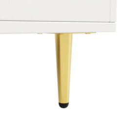 Abrihome Modern White & Gold Storage Cabinet W/ Glass Door, Wine Holder, Multi-Layered Shelves - Home & Restaurant Use (145X39X171Cm) - thumbnail 9
