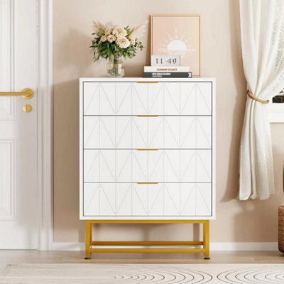 White Modern Wooden Chest Of Drawers Tall Wide 4 Drawer Bedroom Furnitures Cabinet - image 1