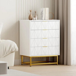 White Modern Wooden Chest Of Drawers Tall Wide 4 Drawer Bedroom Furnitures Cabinet - thumbnail 3