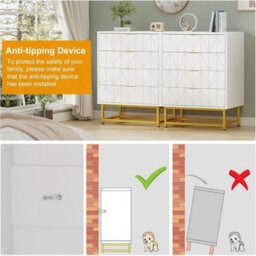 White Modern Wooden Chest Of Drawers Tall Wide 4 Drawer Bedroom Furnitures Cabinet - thumbnail 6