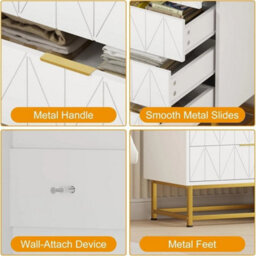 White Modern Wooden Chest Of Drawers Tall Wide 4 Drawer Bedroom Furnitures Cabinet - thumbnail 5