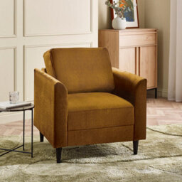 Furniturebox Uk Logan Amber Orange Fabric Armchair - thumbnail 1