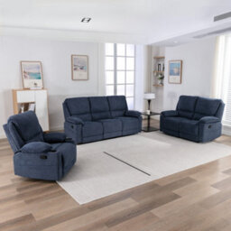 More4Homes Sydney 1+2+3 Seater Fabric Manual Recliner Sofa Set Blue - thumbnail 2