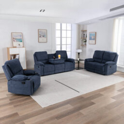More4Homes Sydney 1+2+3 Seater Fabric Manual Recliner Sofa Set Blue