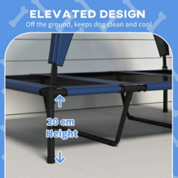 Pawhut Cooling Raised Dog Bed W/ Breathable Mesh, For L Dogs - Dark Blue - thumbnail 7