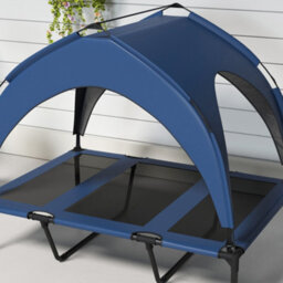 Pawhut Cooling Raised Dog Bed W/ Breathable Mesh, For L Dogs - Dark Blue - thumbnail 8