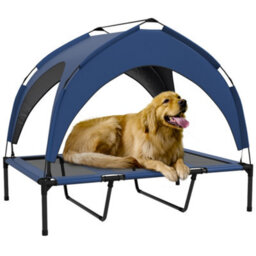 Pawhut Cooling Raised Dog Bed W/ Breathable Mesh, For L Dogs - Dark Blue - thumbnail 2