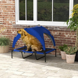 Pawhut Cooling Raised Dog Bed W/ Breathable Mesh, For L Dogs - Dark Blue