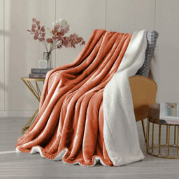 Ameha Sherpa Fleece Blanket Rust Reversible Throw Soft Thick & Warm For Sofa Bed & Travel Double 150X200Cm - thumbnail 5