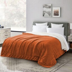 Ameha Sherpa Fleece Blanket Rust Reversible Throw Soft Thick & Warm For Sofa Bed & Travel Double 150X200Cm - thumbnail 6