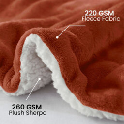 Ameha Sherpa Fleece Blanket Rust Reversible Throw Soft Thick & Warm For Sofa Bed & Travel Double 150X200Cm - thumbnail 2