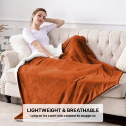 Ameha Sherpa Fleece Blanket Rust Reversible Throw Soft Thick & Warm For Sofa Bed & Travel Double 150X200Cm - thumbnail 3
