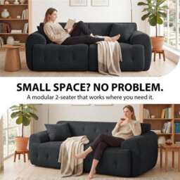 Luckracer Boneless Sofa 2 Seater Modular Sectional Corner Sofa 180Cm Cloud Couch With Deep Seat Memory Foam Sofa Bed Grey - thumbnail 8
