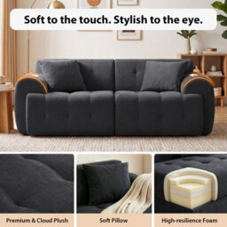 Luckracer Boneless Sofa 2 Seater Modular Sectional Corner Sofa 180Cm Cloud Couch With Deep Seat Memory Foam Sofa Bed Grey - thumbnail 3