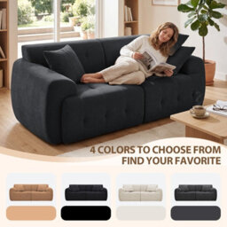 Luckracer Boneless Sofa 2 Seater Modular Sectional Corner Sofa 180Cm Cloud Couch With Deep Seat Memory Foam Sofa Bed Grey - thumbnail 4