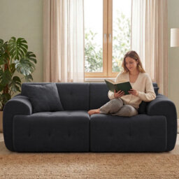 Luckracer Boneless Sofa 2 Seater Modular Sectional Corner Sofa 180Cm Cloud Couch With Deep Seat Memory Foam Sofa Bed Grey - thumbnail 7