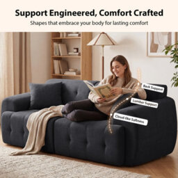 Luckracer Boneless Sofa 2 Seater Modular Sectional Corner Sofa 180Cm Cloud Couch With Deep Seat Memory Foam Sofa Bed Grey - thumbnail 5