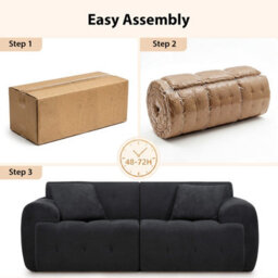Luckracer Boneless Sofa 2 Seater Modular Sectional Corner Sofa 180Cm Cloud Couch With Deep Seat Memory Foam Sofa Bed Grey - thumbnail 6