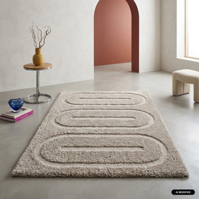 Sweeek - Indoor Rug With Beige-Brown Geometric Patterns 150X80 Cm - Pio - image 1