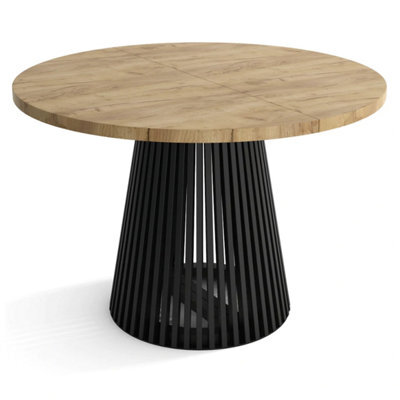 Heze Furniture Ruston Extending Dining Table Scandinavian Style - Gold Craft Oak / Black - image 1