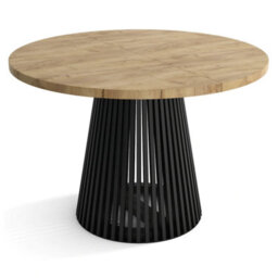 Heze Furniture Ruston Extending Dining Table Scandinavian Style - Gold Craft Oak / Black