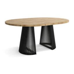 Heze Furniture Ruston Extending Dining Table Scandinavian Style - Gold Craft Oak / Black - thumbnail 3
