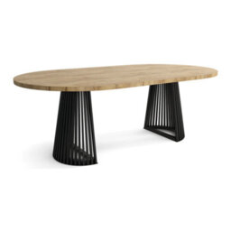 Heze Furniture Ruston Extending Dining Table Scandinavian Style - Gold Craft Oak / Black - thumbnail 4