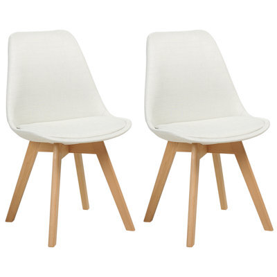 Beliani Set Of 2 Dining Chairs Dakota Ii Fabric Off-White - image 1