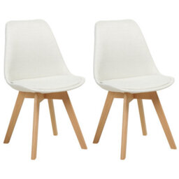 Beliani Set Of 2 Dining Chairs Dakota Ii Fabric Off-White