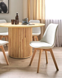 Beliani Set Of 2 Dining Chairs Dakota Ii Fabric Off-White - thumbnail 2