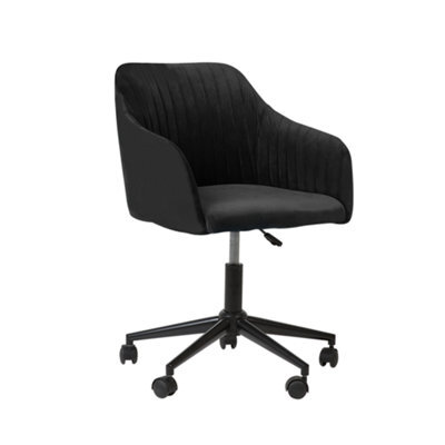 Beliani Desk Chair Venice Velvet Black - image 1