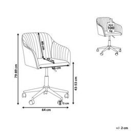 Beliani Desk Chair Venice Velvet Black - thumbnail 3