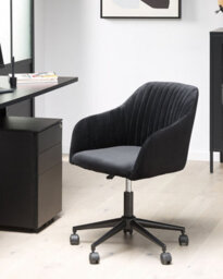 Beliani Desk Chair Venice Velvet Black - thumbnail 2