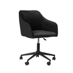 Beliani Desk Chair Venice Velvet Black - thumbnail 1
