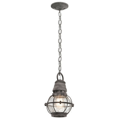 Stylish Outdoor Ip44 1 Bulb Chain Lantern With Weathered Zinc Finish And Led E27 Bulb