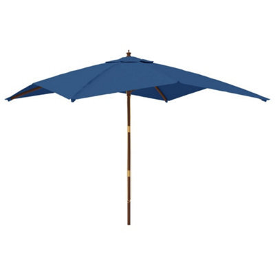 Berkfield Durable Garden Parasol With Wooden Pole Azure Blue 300X300X273 Cm