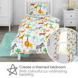 Bloomsbury Mill -  Jungle Animal Curtains For Kids Bedroom - Lined Curtain Pair  With Tie Backs 66 X 72 Inch Or 168Cm X 183Cm - thumbnail 5