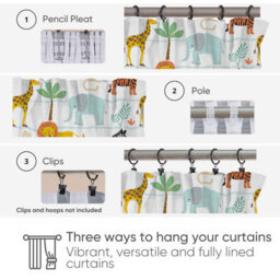 Bloomsbury Mill -  Jungle Animal Curtains For Kids Bedroom - Lined Curtain Pair  With Tie Backs 66 X 72 Inch Or 168Cm X 183Cm - thumbnail 3