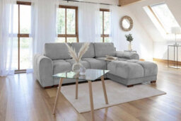 Darnall Azzuro Grey Universal Corner Sofa Bed In Grey, Mocha And Cream Colours - thumbnail 3