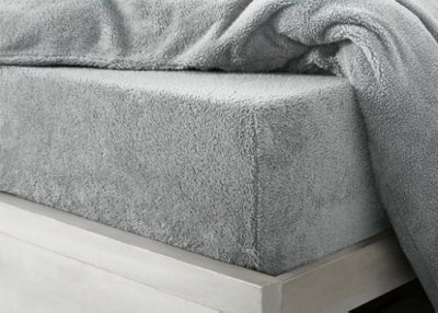 Homes & Linen Teddy Fitted Sheet Extra Deep 30Cm Deep Fitted Bed Sheet Soft Cosy Warm Teddy Bed Sheet