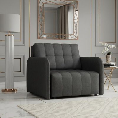 Viva Grand I Upholstered Sofa Bed With Storage Pocket Wavy Spring Wooden Legs Living Room 85X95X98Cm Graphite - image 1
