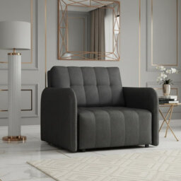 Viva Grand I Upholstered Sofa Bed With Storage Pocket Wavy Spring Wooden Legs Living Room 85X95X98Cm Graphite - thumbnail 1