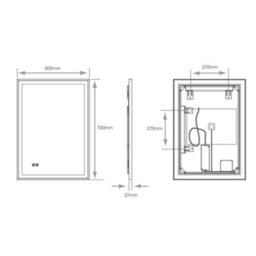 FNX Bathrooms Langley 500X700X27mm Black Frame Led Bathroom Mirror - Tunable White, Dimmable, Demister & Ip44 Rated - thumbnail 4