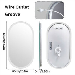 Luvodi Long Oval Bathroom Led Wall Mirror Makeup Mirrors, Backlit, Dimmable, 3 Lights, Anti-Fog 120X60Cm - thumbnail 2